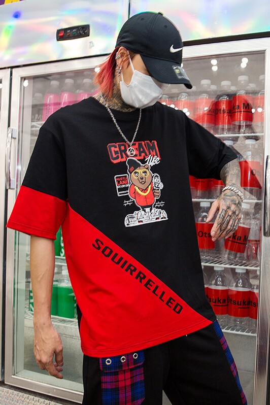 夏季男士新款印花宽松短袖嘻哈个性时尚潮五分袖T恤T420P55,男装T恤,星座101A-3
