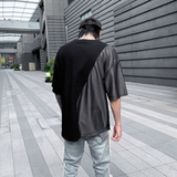 夏季个性拼接不规则下摆宽松男士T恤潮流圆领休闲短袖T617P75，男装T恤，星座101A-3
