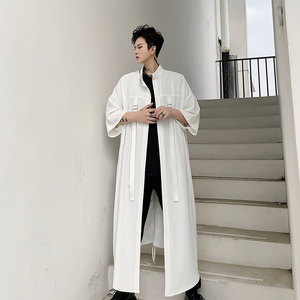 欧美走秀款夏季新款中袖衬衫男士潮流青年休闲五分袖衬衣 C170P85图片