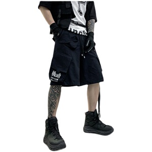 夏季男工装短裤潮牌ins炸街日系刺绣五分裤潮流直筒裤 DK33 P65图片