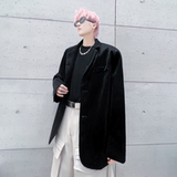 秋冬小西装纯色外套男高级感潮流ins宽松裂纹皮西服上衣XF20P125，男装西服套装，星座101A-3