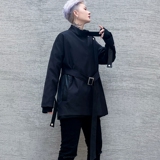 2025秋冬新款潮男短款腰带风衣潮流发型师服装休闲外套W196P95，男装风衣，星座101A-3
