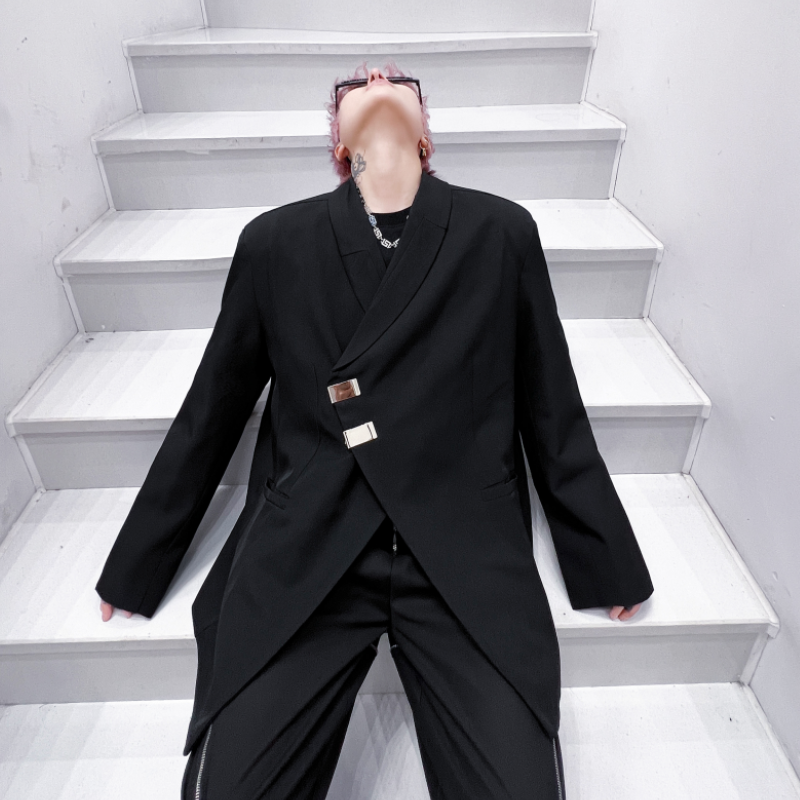 秋冬男外套宽松潮流纯色小西装高级感发型师西服上衣XF23P125,男装西服套装,星座101A-3