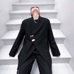 秋冬男外套宽松潮流纯色小西装高级感发型师西服上衣XF23P125
