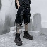 夏季日系港风织带潮流短裤男炸街工装直筒五分青年裤子DK03P65，男装牛仔裤，星座101A-3
