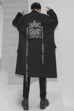 山本风秋冬男中长款风衣宽松织带暗黑潮牌时尚休闲男装F407P105，男装风衣，星座101A-3