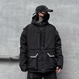 暗黑男秋冬宽松加厚连帽棉服潮流机能冲锋衣工装外套W358P185，男装夹克，星座101A-3