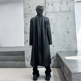 秋冬双排扣中长款过膝宽松水洗皮西服男潮流高级风衣外套F502P205，男装西服，星座101A-3