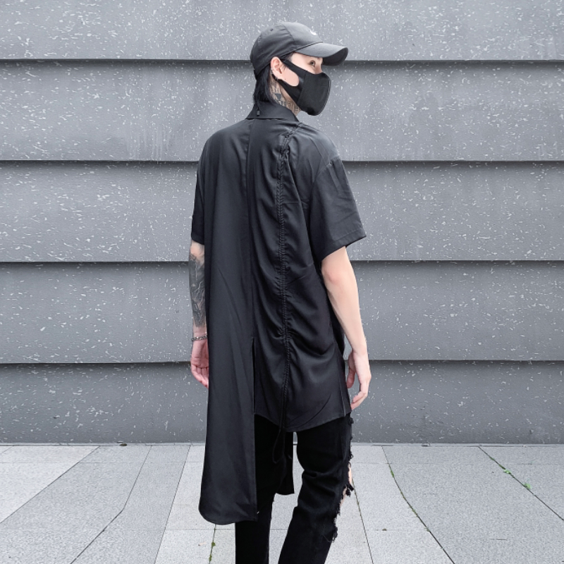 夏季暗黑系男士短袖衬衫潮流炸街宽松休闲短袖衬衣C268P95,男装T恤,星座101A-3