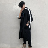 春夏潮男中袖宽松长款衬衫潮发型师立领时尚休闲装C48P95，男装衬衫，星座101A-3