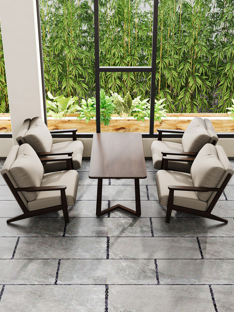 奶茶店桌椅组合咖啡厅桌椅双人小沙发茶室甲板休闲洽谈办公沙发