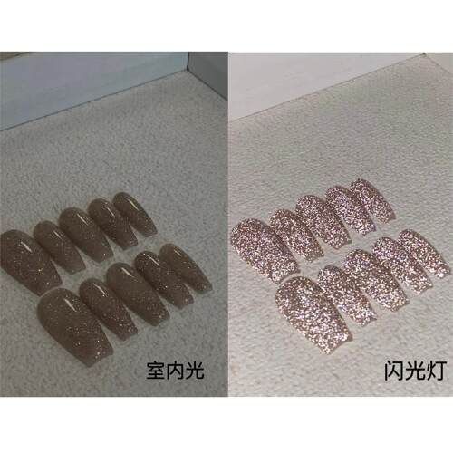 BOBBINAILS欧美碎钻星河裸棕纯欲细闪可拆卸穿戴甲成品