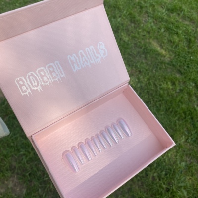 BOBBINAILS欧美月光魔镜粉夏日蜜桃高级简约可拆卸穿戴甲