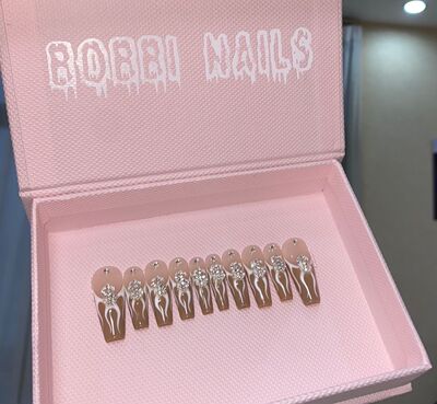 BOBBINAILS欧美法式火焰闪钻辣妹小众手工制作可拆卸穿戴甲