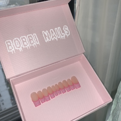 BOBBINAILS欧美辣妹INS双法式粉色荧光可拆卸穿戴甲