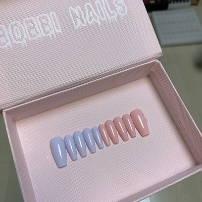 BOBBINAILS纯色鸳鸯宝宝蓝雾雾粉手工制作可拆卸穿戴甲成品