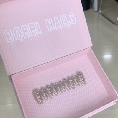 BOBBINAILS欧美月光粉华子钻高级清冷显白可拆卸手工制作穿戴甲