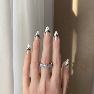 BOBBINAILS欧美手绘法式蝴蝶结点点辣妹INS春夏清爽可拆卸穿戴甲