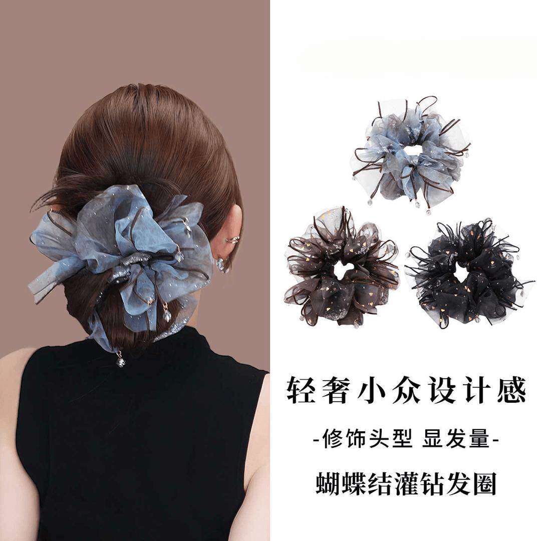 网纱蝴蝶结灌钻大肠发圈扎马尾