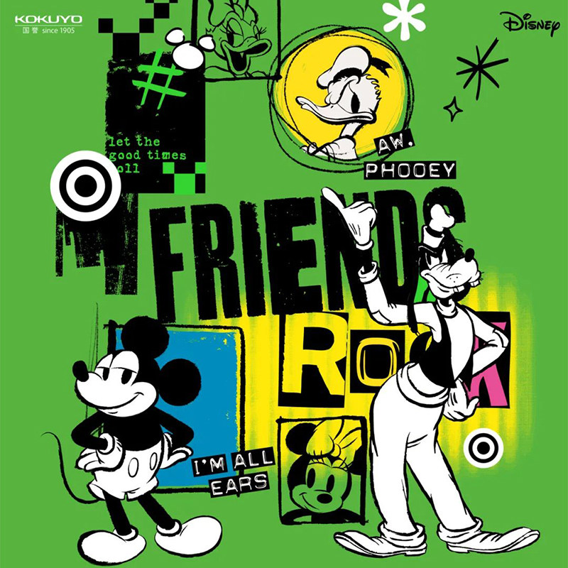 日本kokuyo国誉新品迪士尼新星世代系列卡通笔袋笔记本订书机学生学习文具B5四孔可拆卸活页本不硌手