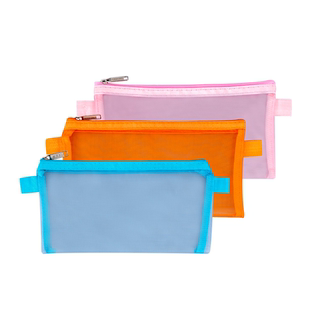 笔袋透明文具盒网格网纱铅笔盒简约文具包试卷收纳包ins日系大容量小学生考试专用初中中考小清新文件袋票据