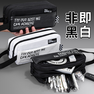 笔袋男生多层大容量2026新款流行炫酷帅气文具袋男孩子高初中生小学生用帆布铅笔盒简约高颜值防水耐脏文具盒