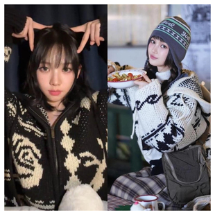 newjeans柳智敏同款白色毛衣女秋冬季2025新款慵懒风针织开衫外套