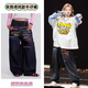 子休闲裤 宋雨琦同款 直筒弯刀高腰阔腿长裤 嘻哈裤 牛仔裤 女2025新款