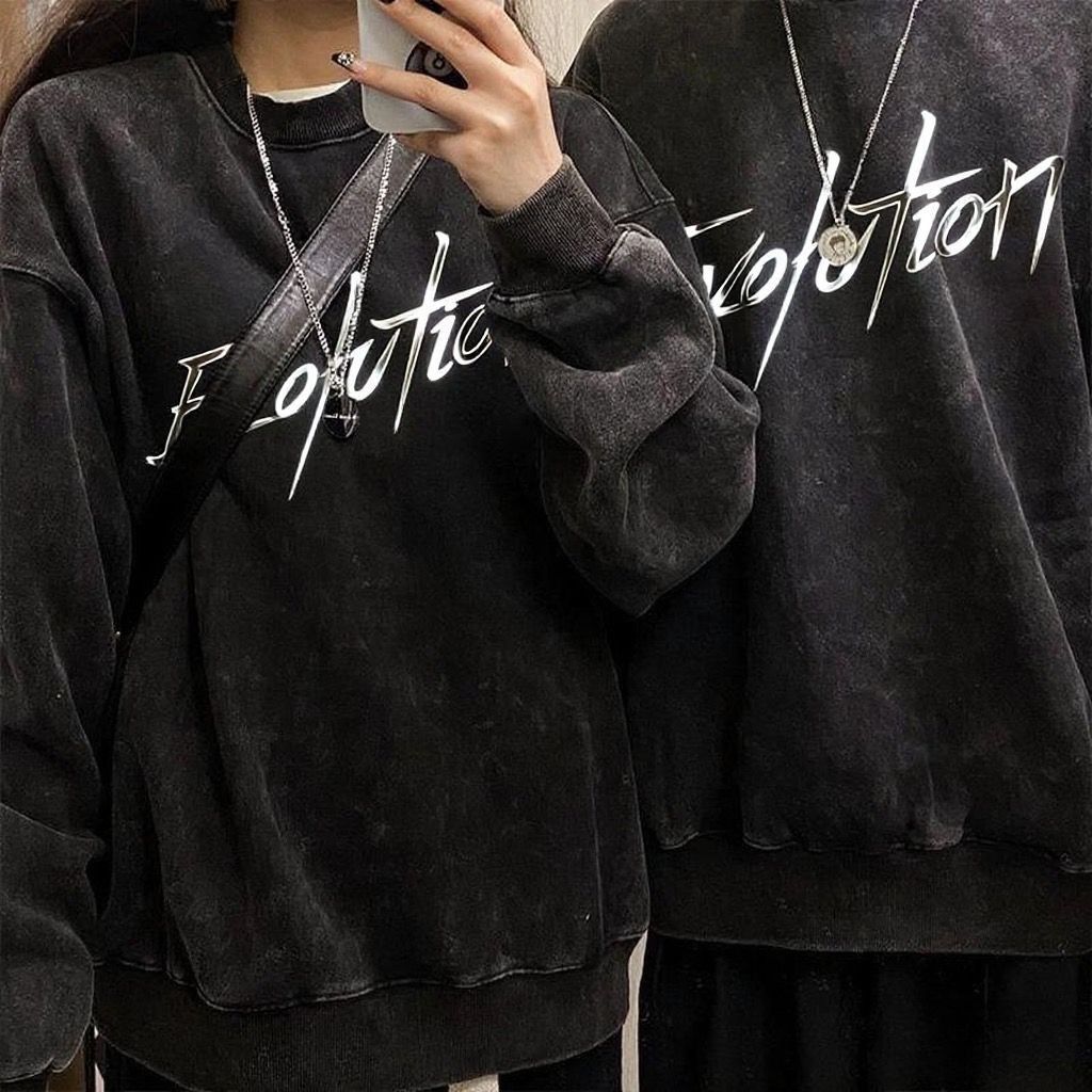 谢霆锋进化演唱会同款evolution镭射反光卫衣男女水洗圆领情侣服