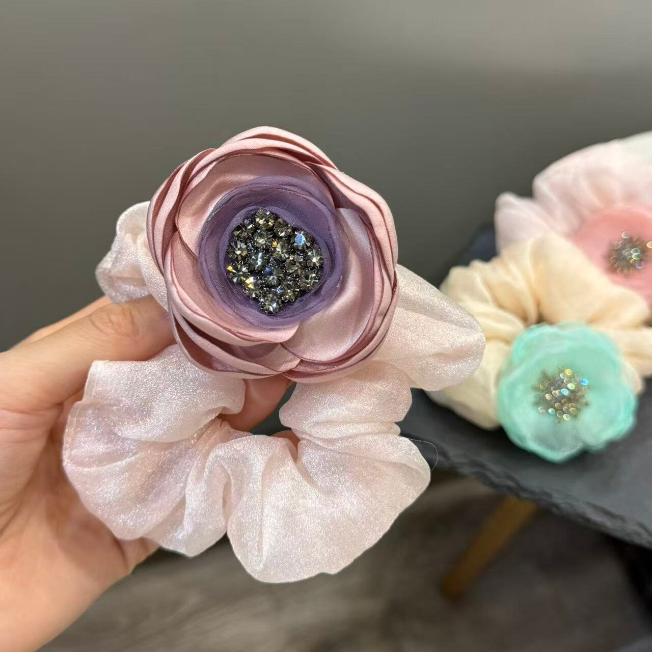 水钻花朵大肠发圈气质扎发头绳