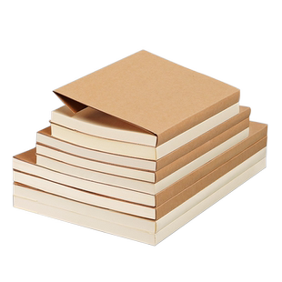 元浩复古空白内页笔记本子A5无格无线厚道林纸白纸本可平摊手帐绘本b5空白本绘画手绘小号写字记事速写本裸脊