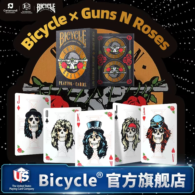 bicycle单车扑克牌主题艺术收藏花切纸牌枪与玫瑰