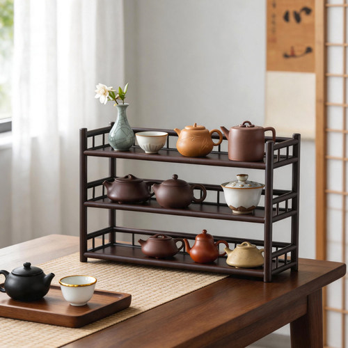 茶杯架子实木茶具收纳层架桌面上博古架小型置物架茶桌紫砂壶摆放