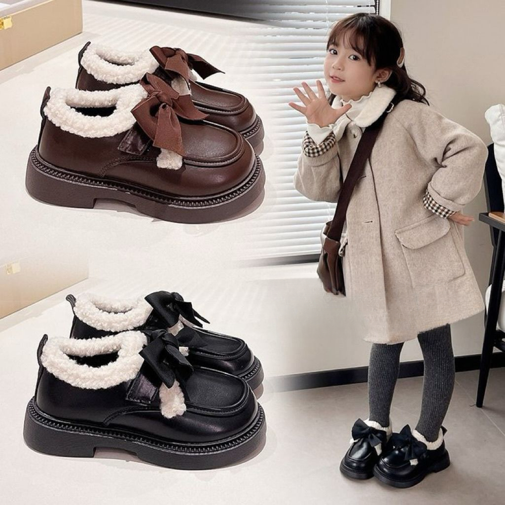2025秋冬女童加绒公主小皮鞋