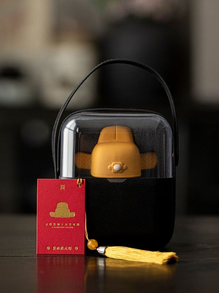 紫砂文创古代唐宋元明清官帽盖置茶宠中式摆件茶道桌面配件创意