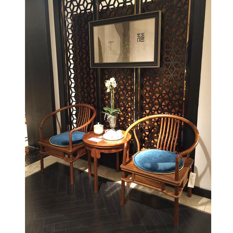 允品客厅休闲圈椅新中式刺猬紫檀