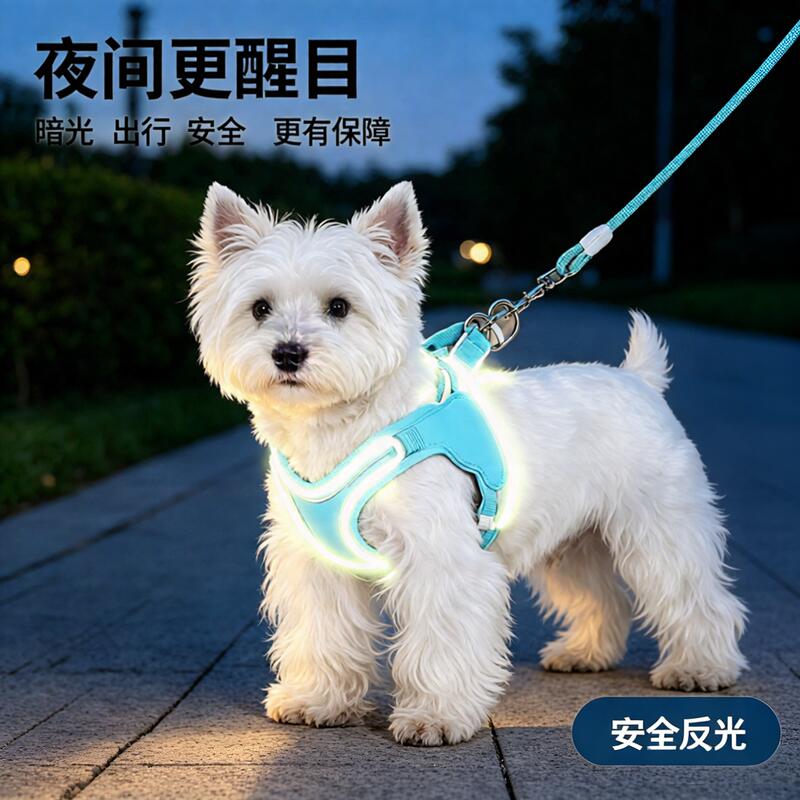 反光防挣脱｜胸背带牵引绳不勒脖