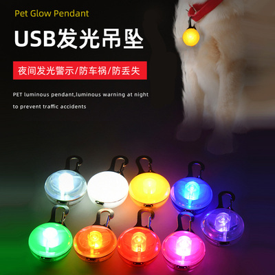 充电LED狗狗发光吊坠遛狗夜行灯