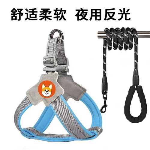 Y型防护胸背狗狗牵引绳耐咬透气