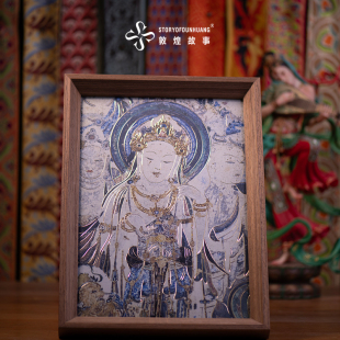 敦煌故事画派艺术装饰画铜雕画铜鎏刻画美人图礼品摆件木框高级