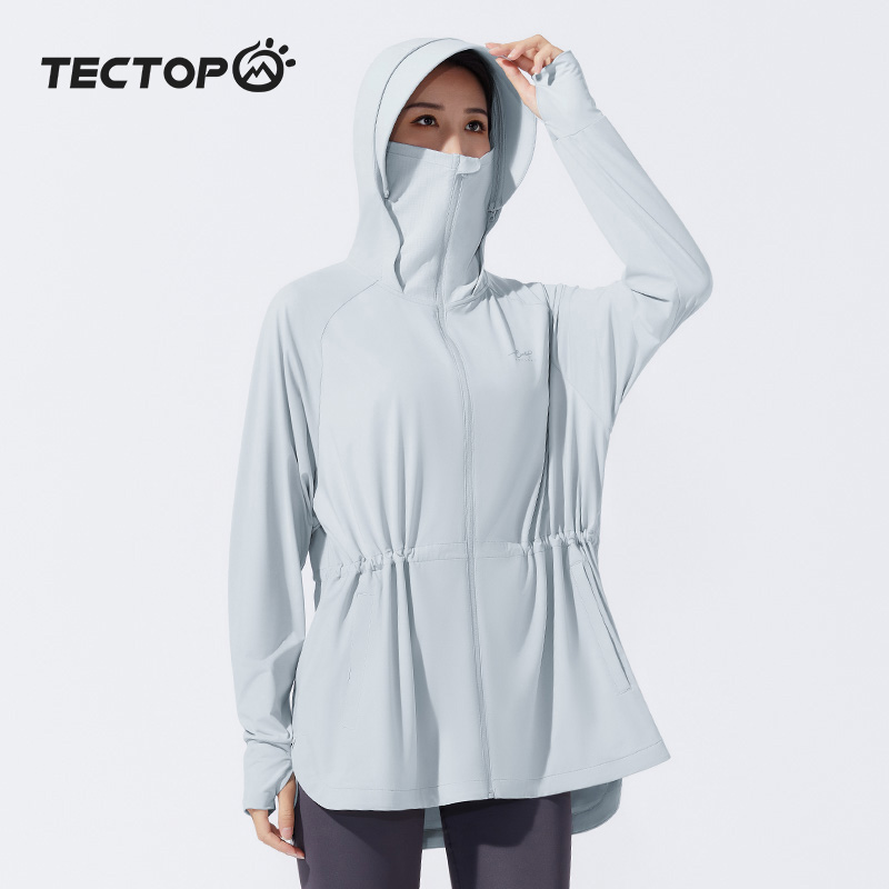 TECTOP探拓户外春夏季防晒衣女款防紫外线UPF200+中长款收腰外套