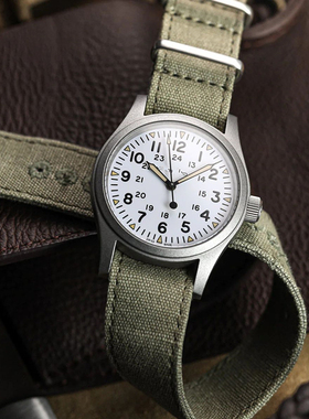 原装lugran.c英式一条过复古帆布表带20/22mm适配潜水 运动表NATO