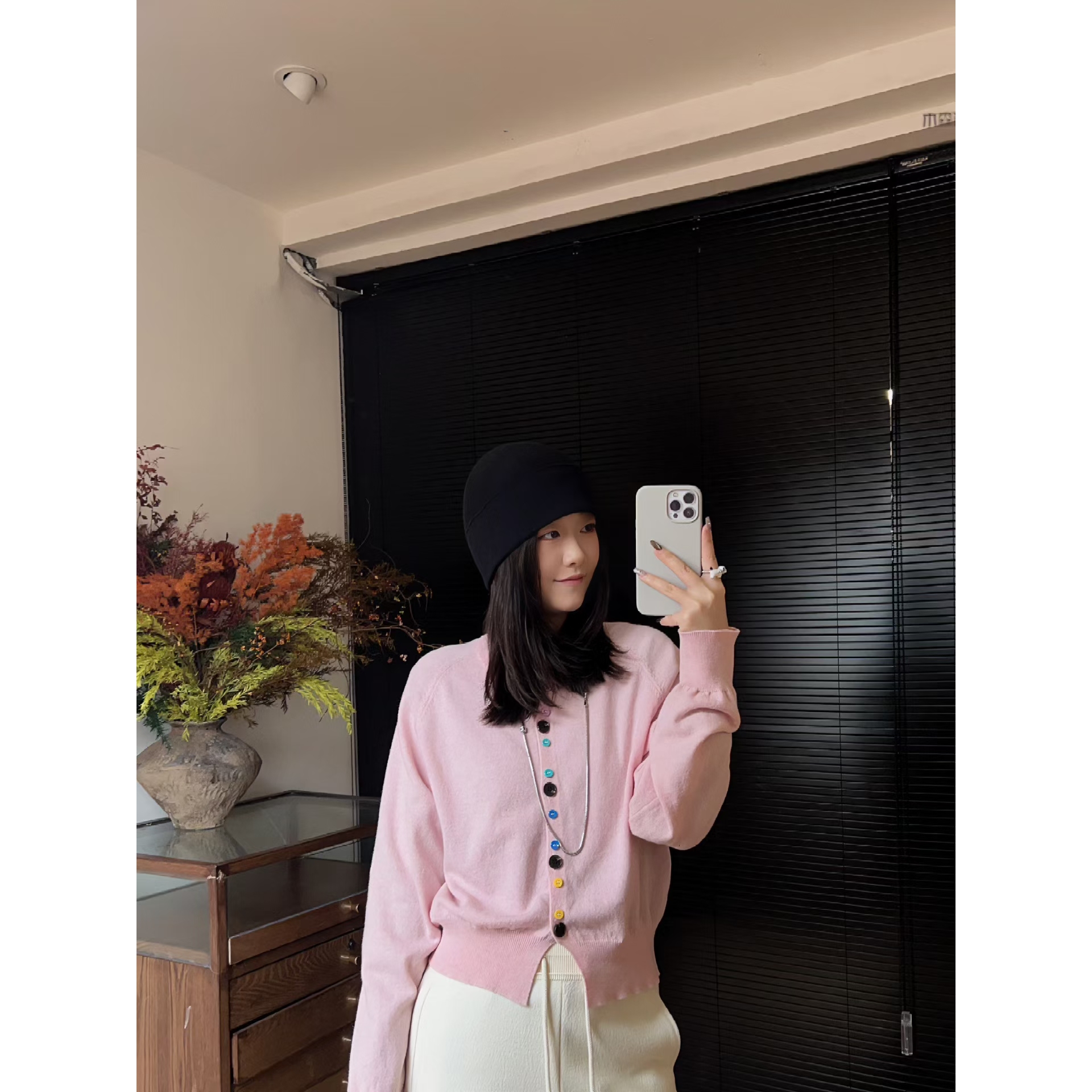 (彩扣开衫)绵羊毛显瘦韩版