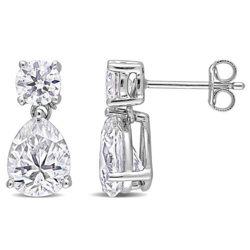 Amour 5 CT DEW Created Moissanite Two stone耳环纯银