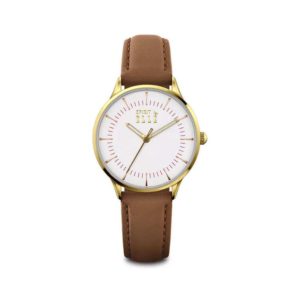 elle es20145s03x棕色真皮女士手表