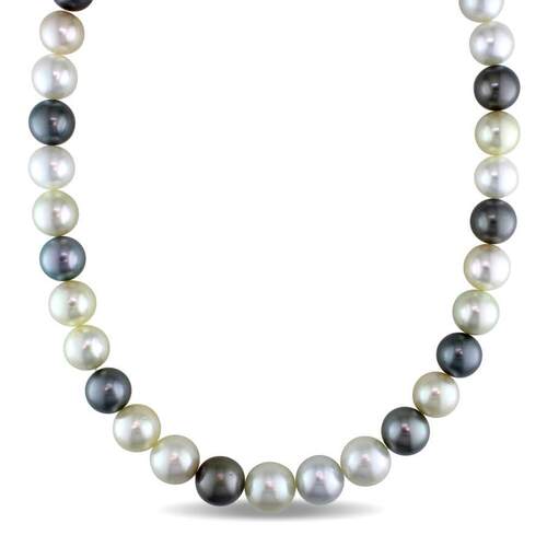 Amour多色South Sea大溪地珍珠项链14K金色Clasp