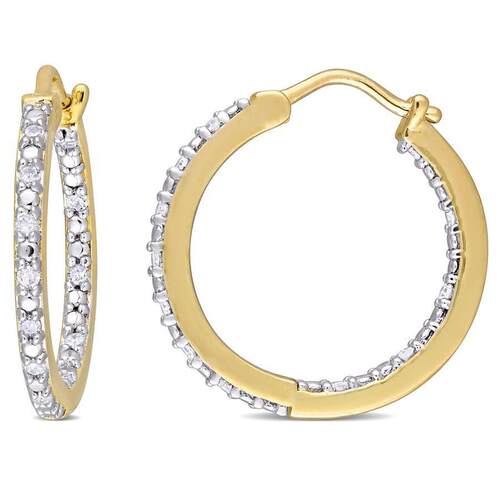 Amour 1 4 CT TW镶钻Inside Outside耳环黄色镀Sterling