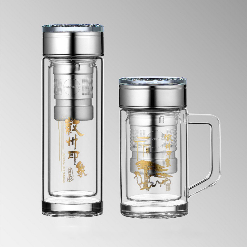 描金水晶玻璃杯麦饭石茶隔礼品