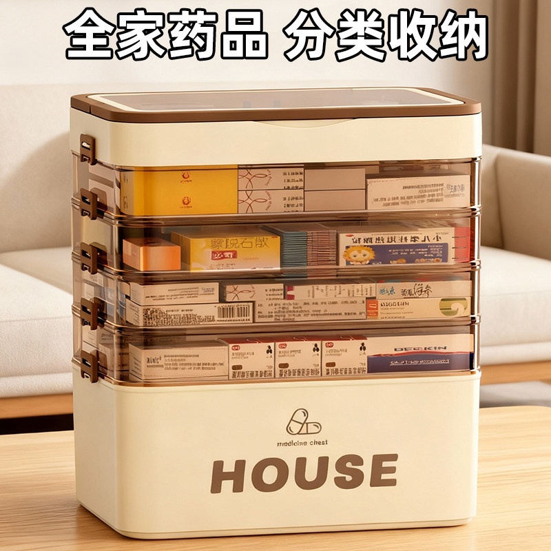 超大容量家用医药箱药品收纳盒多层医疗箱便携药盒家庭装急救箱子