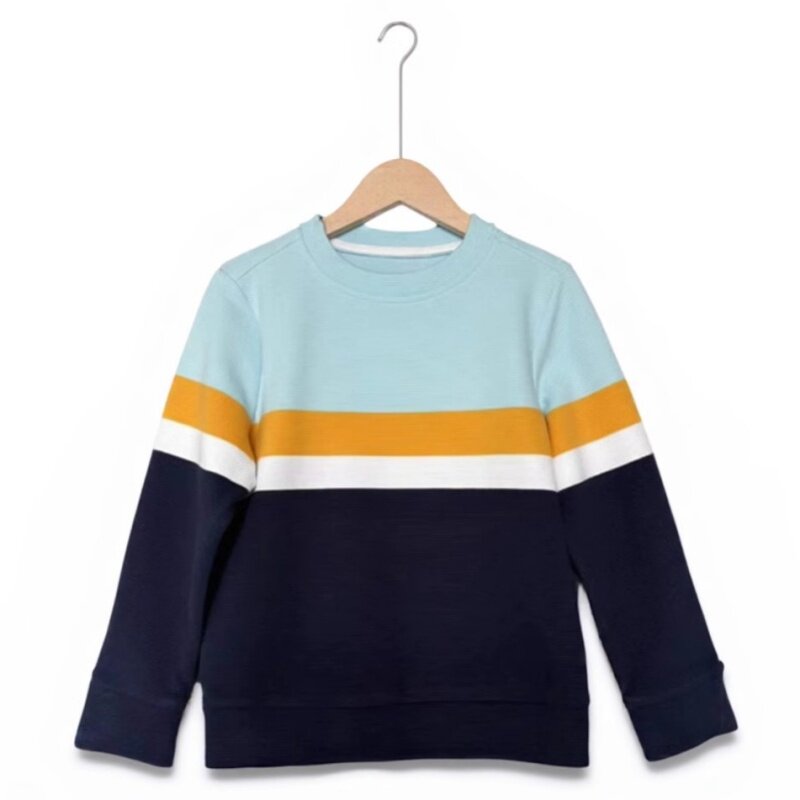 男童小童卫衣上衣婴儿衣服外套圆领色织提花全棉儿童卫衣